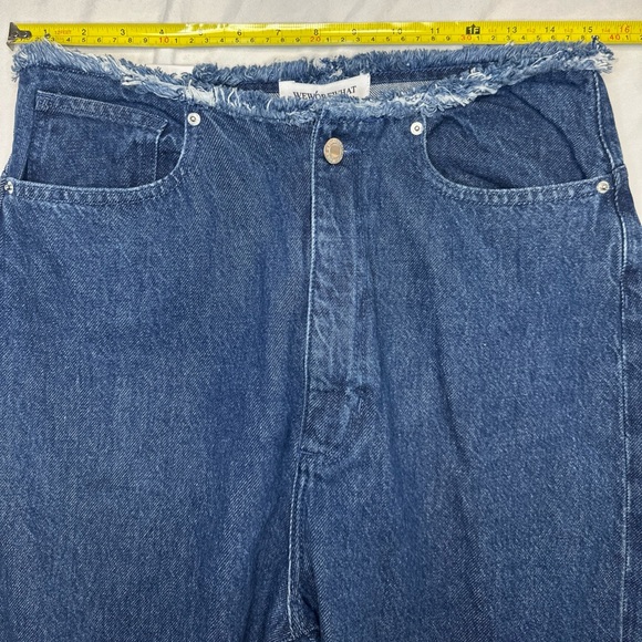 WeWoreWhat Women’s Jeans Size 29 NWT Frayed WB Straight  Indigo Blue Wide Leg - Picture 6 of 9